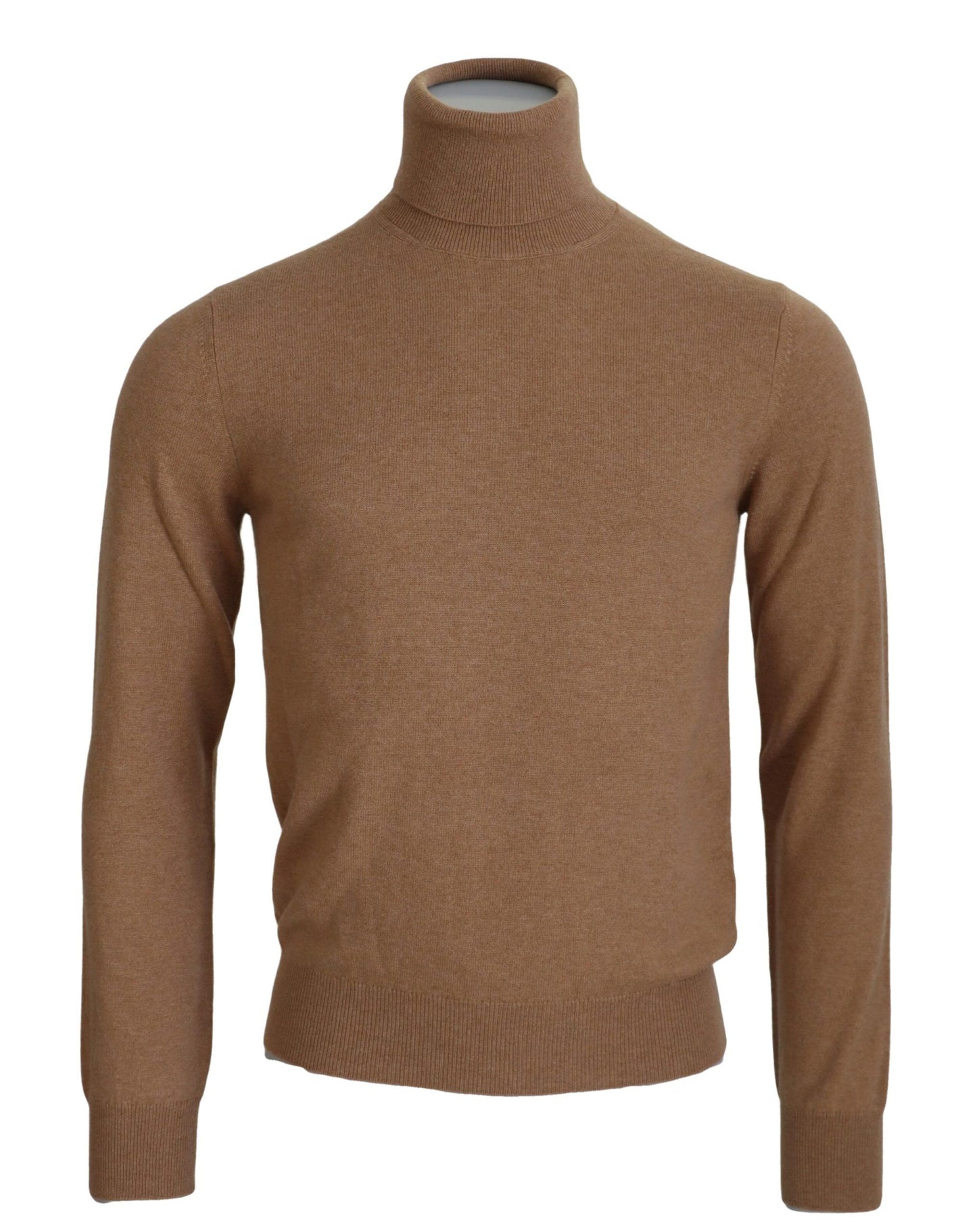 - Beige Cashmere Turtleneck Pullover Sweater