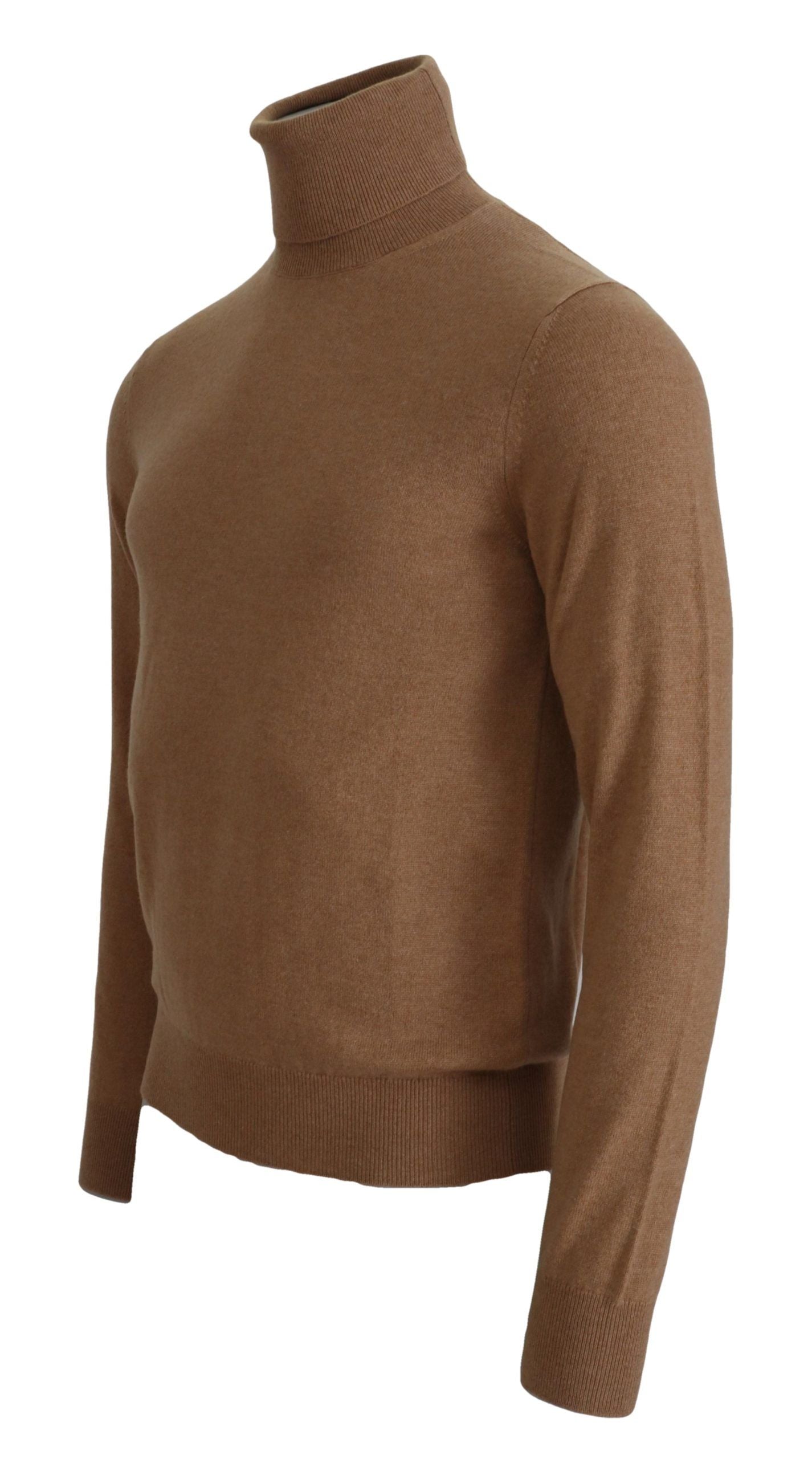 - Beige Cashmere Turtleneck Pullover Sweater