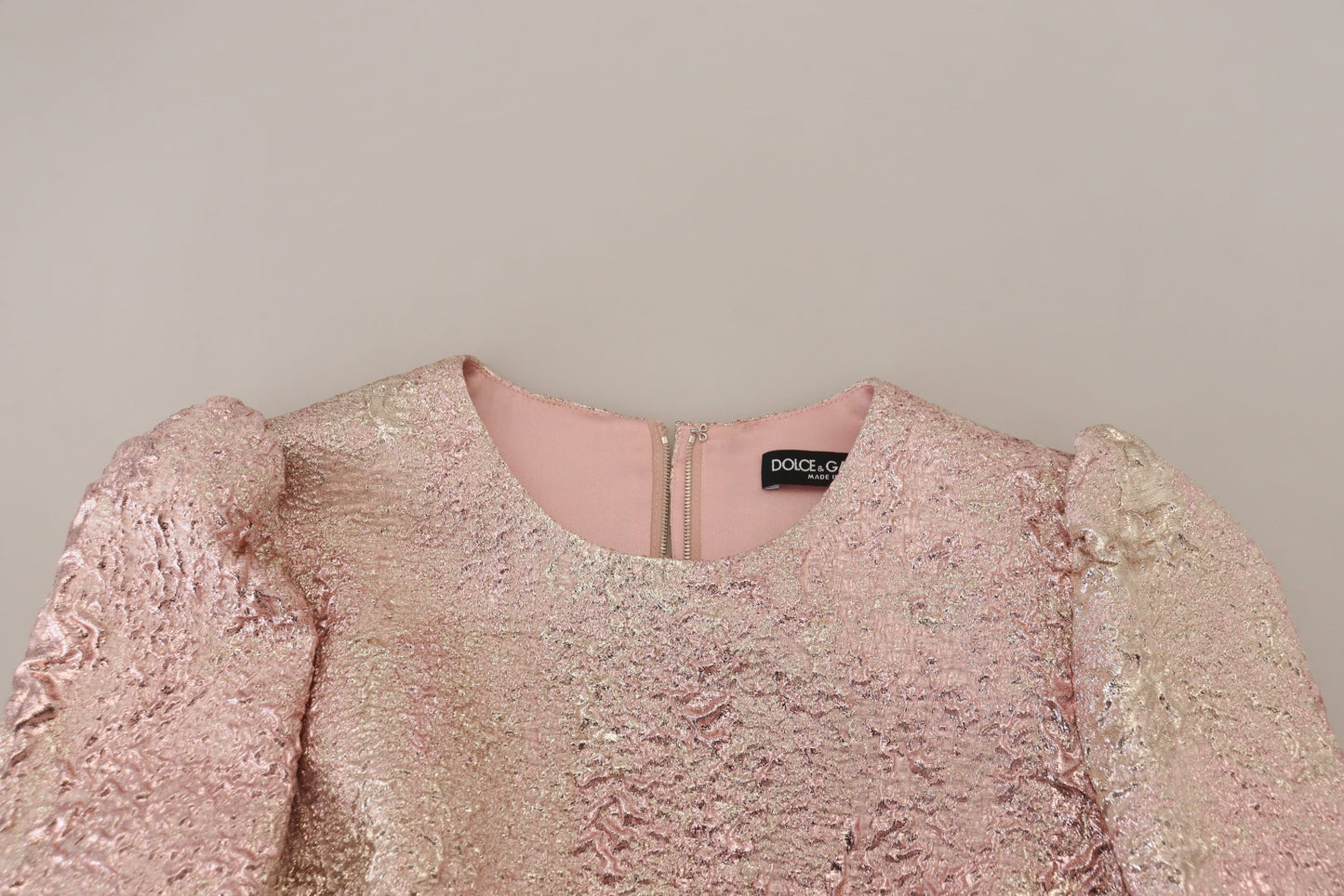 - Elegant Pink Jacquard Midi Sheath Dress