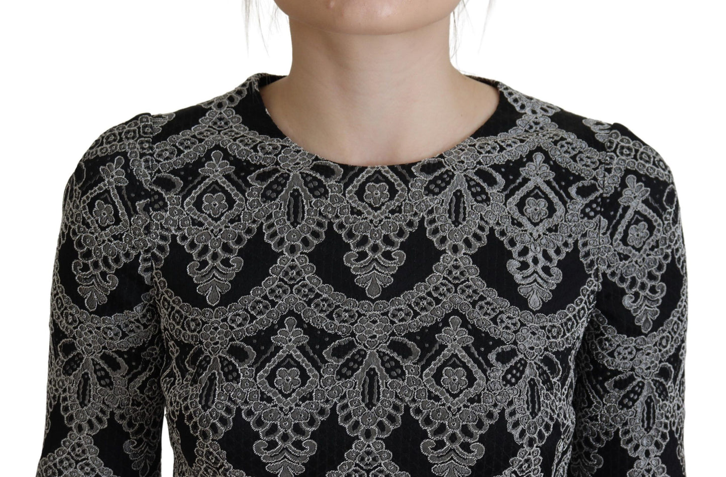 - Elegant Jacquard Bodycon Shift Dress