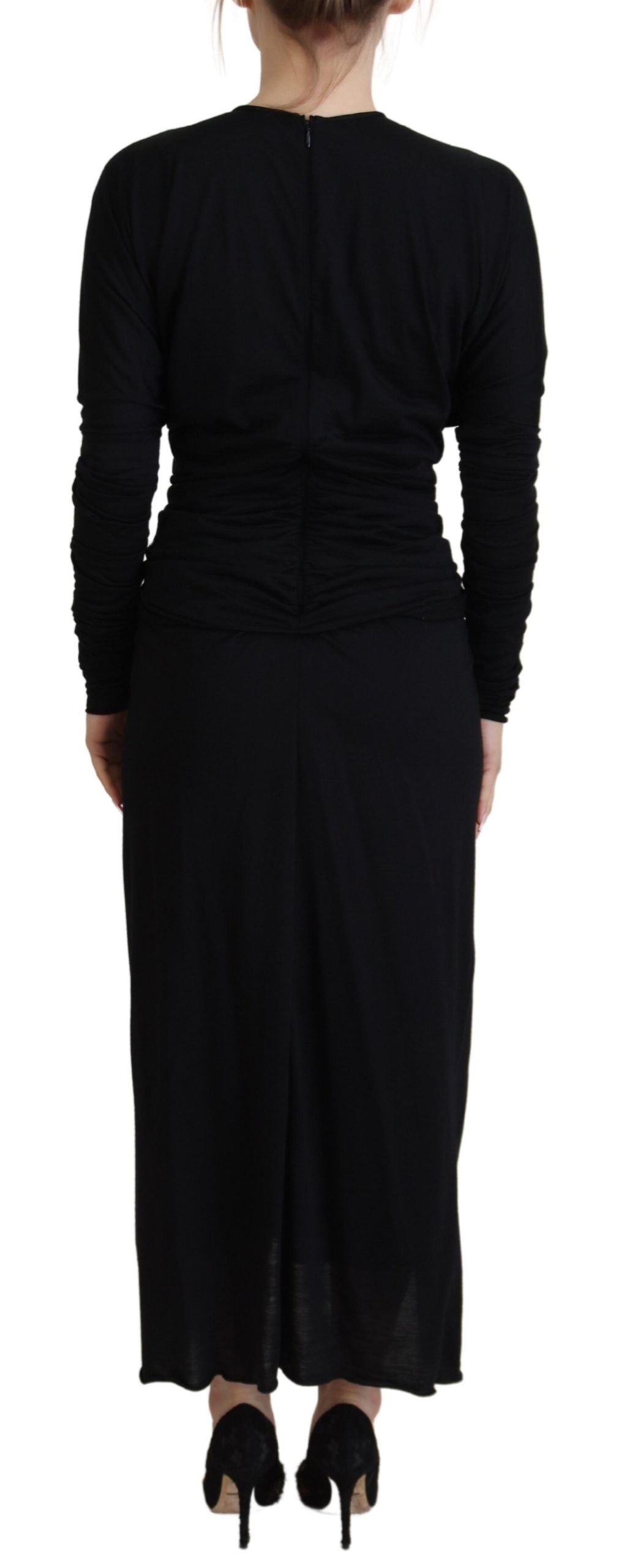 - Elegant Sheath Wrap Dress with Long Sleeves