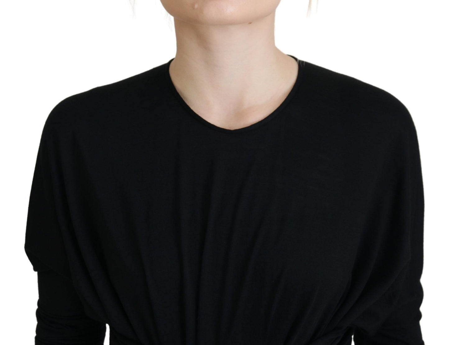 - Elegant Sheath Wrap Dress with Long Sleeves