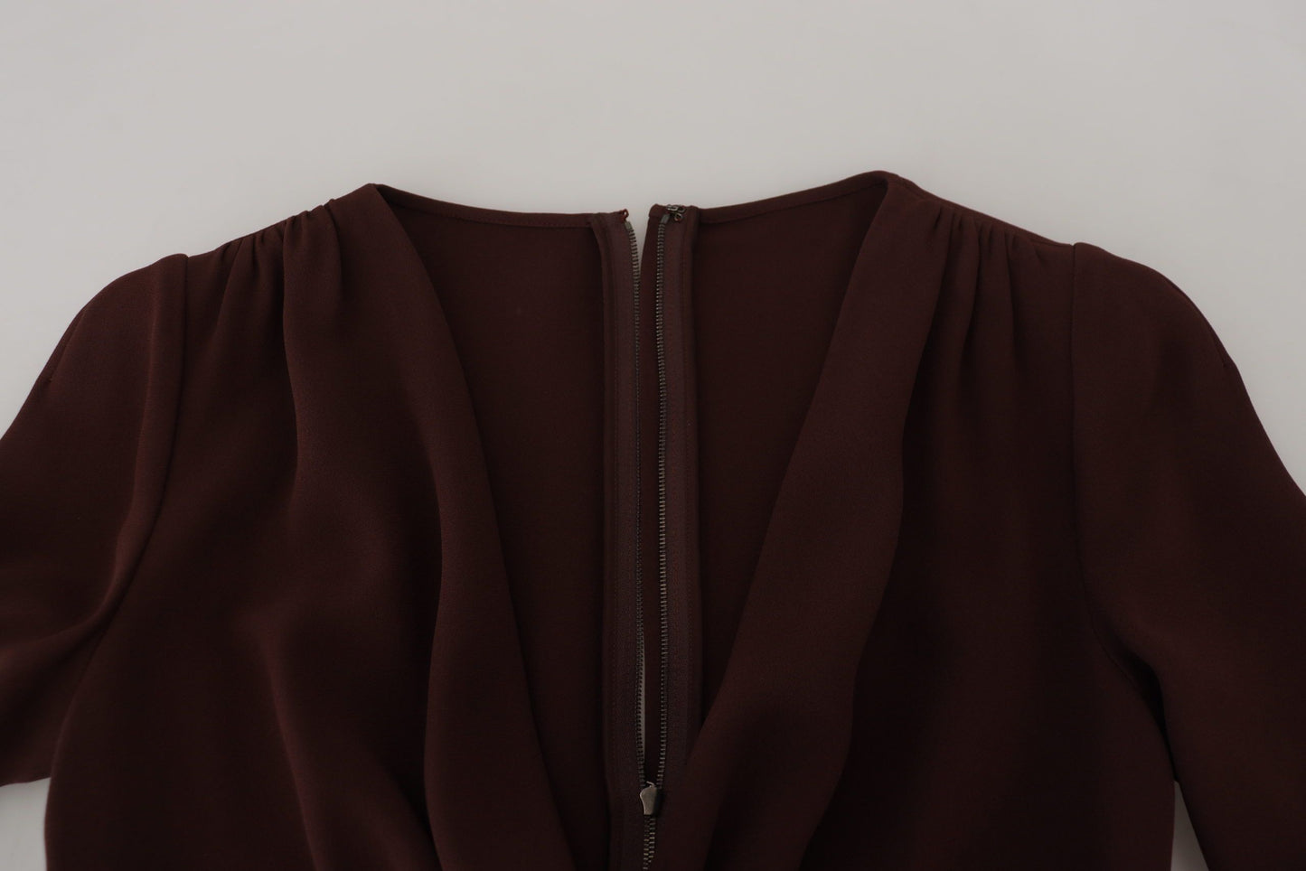 - Elegant Brown Long Sleeve Wrap Dress