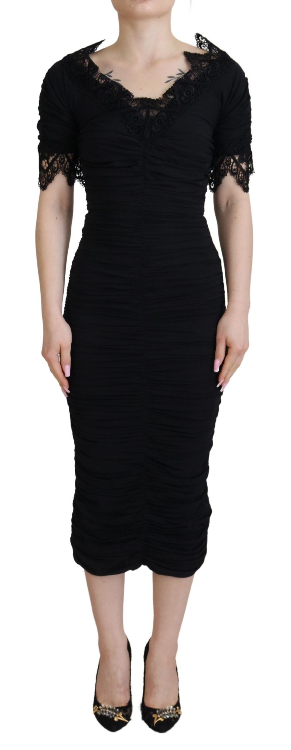 - Elegant Sheath Short Sleeve Midi Dress