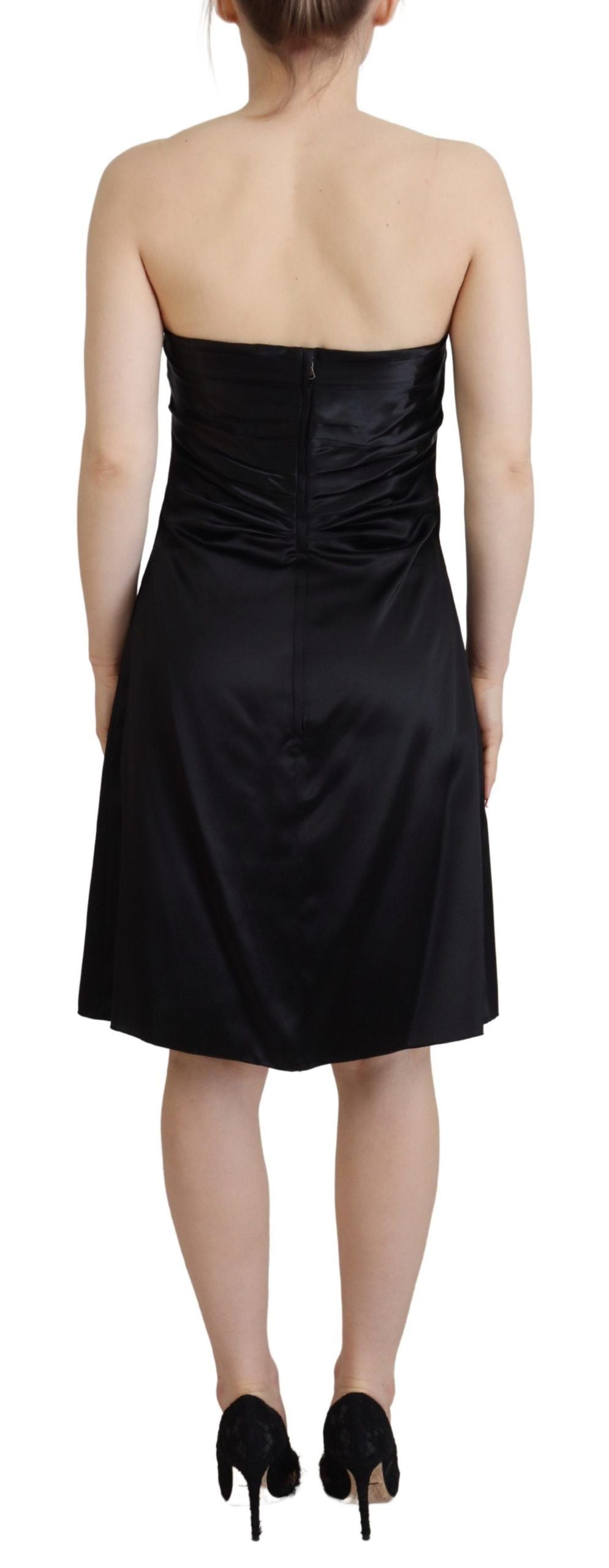 - Elegant Black Silk Mini Sleeveless Dress