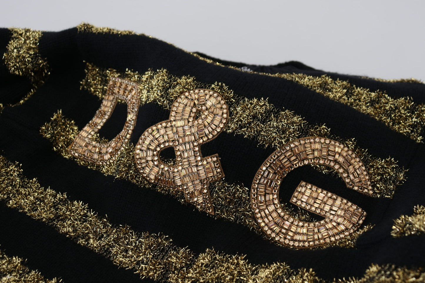 Dolce & Gabbana Black and Gold D&G Crystal Sweater