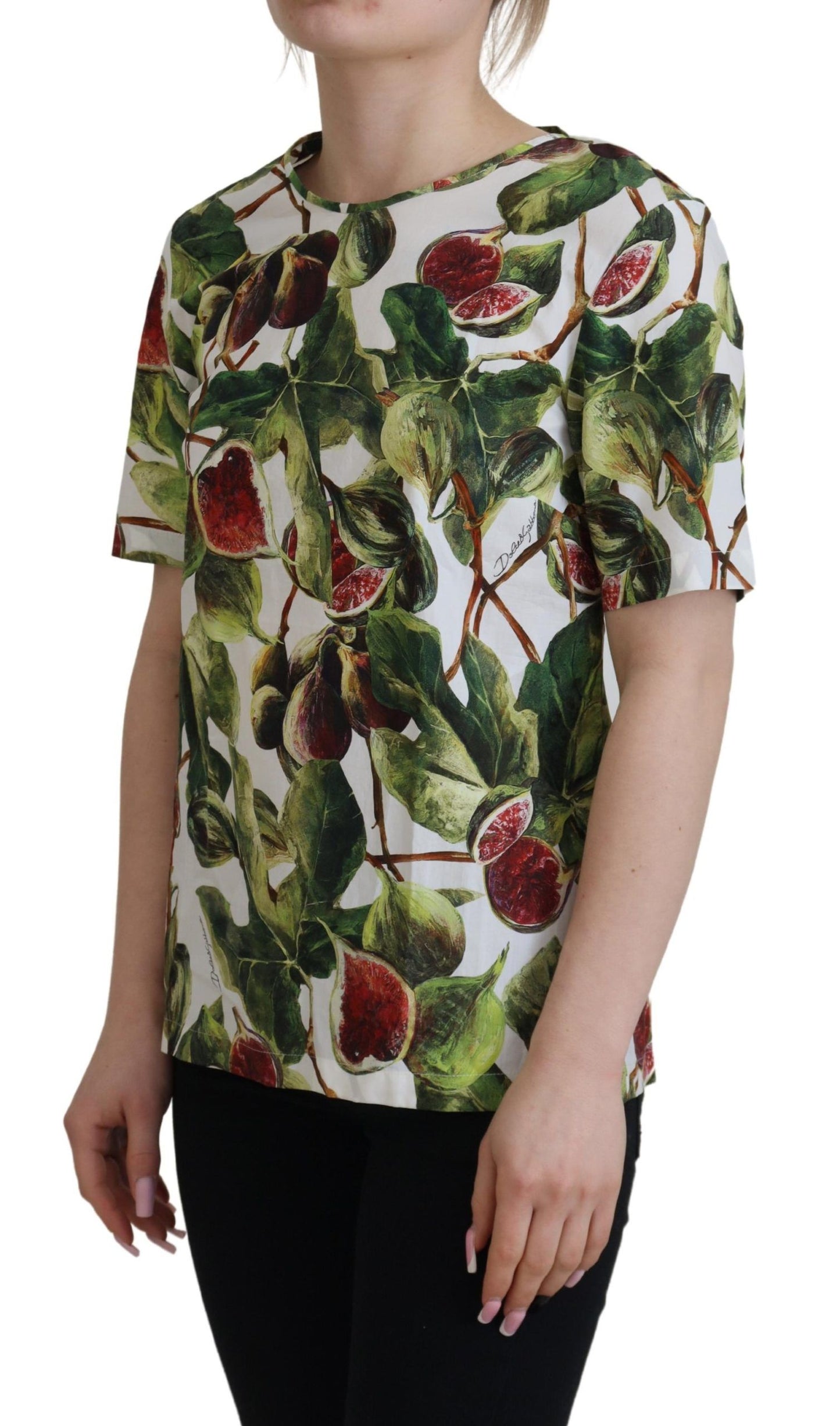 - Chic Multicolor Fig Print Cotton Top