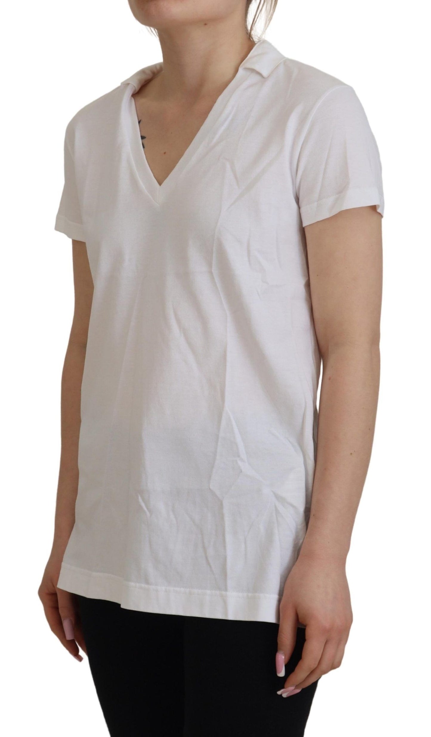 - Elegant White Cotton Top Tee