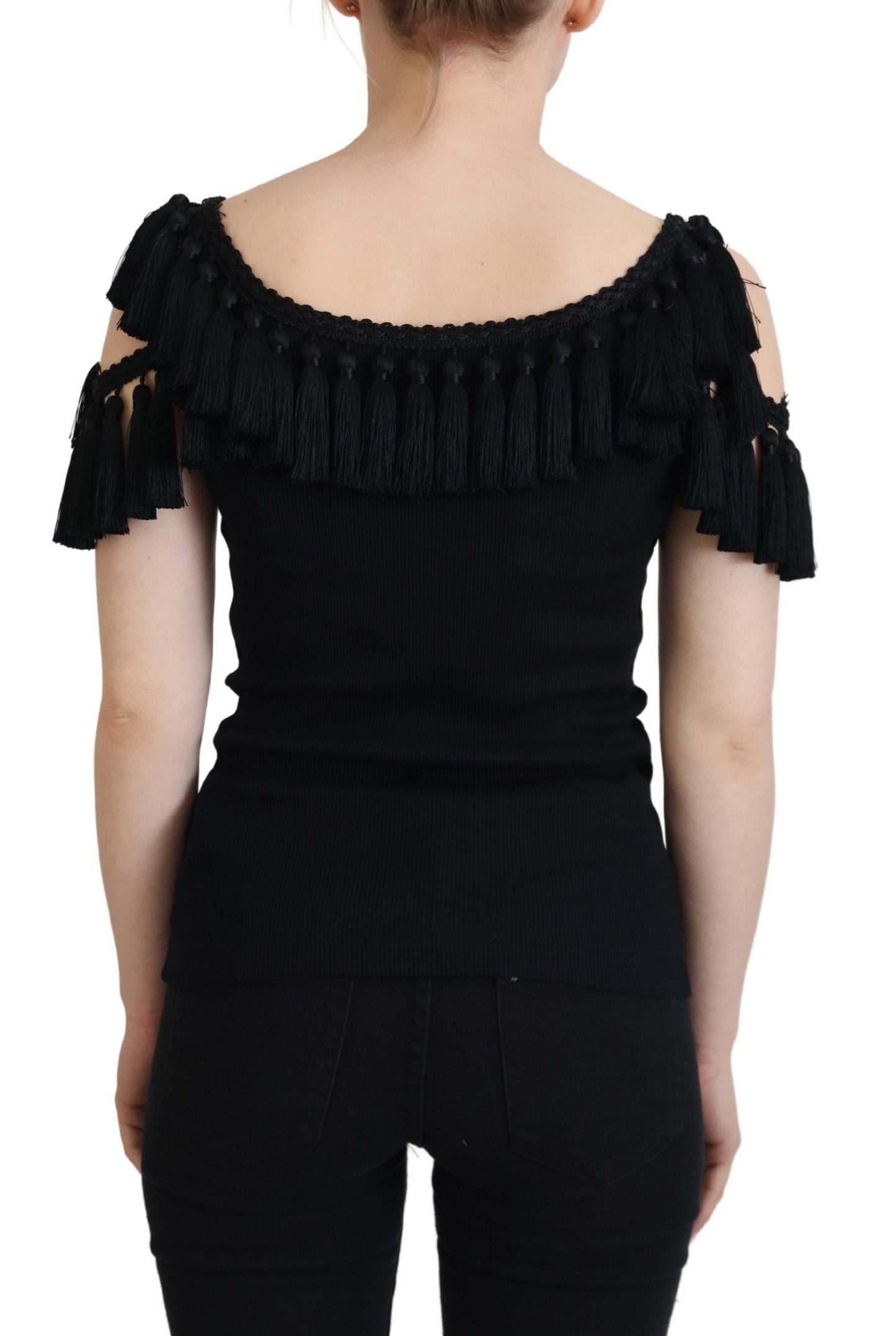 Elegant Black Cotton Tank Top Blouse by Dolce & Gabbana