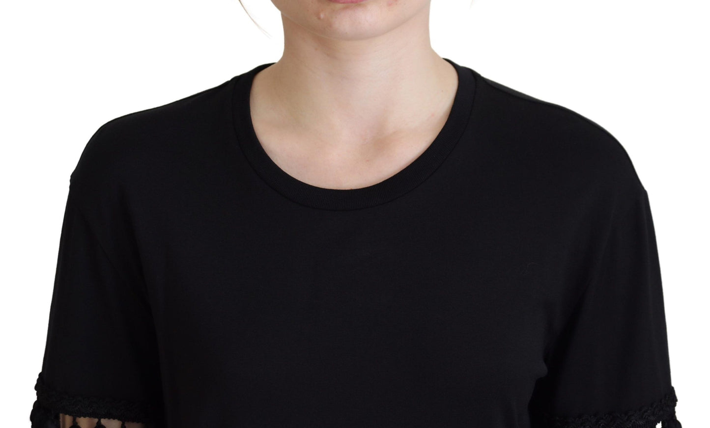 - Elegant Black Cotton Short Sleeve Tee