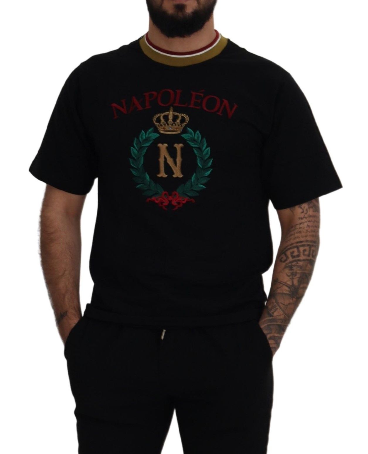 - Iconic Black Cotton Crew Neck Tee