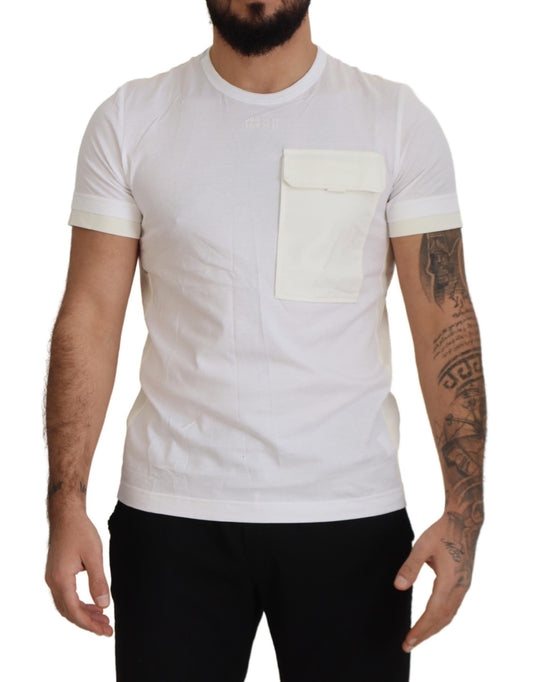- Elegant White Cotton Tee with DG Chest Pocket