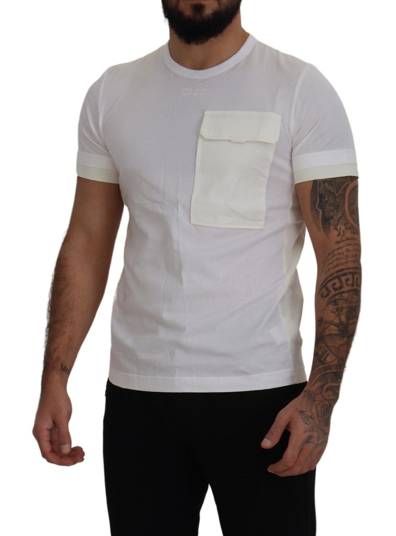 - Elegant White Cotton Tee with DG Chest Pocket