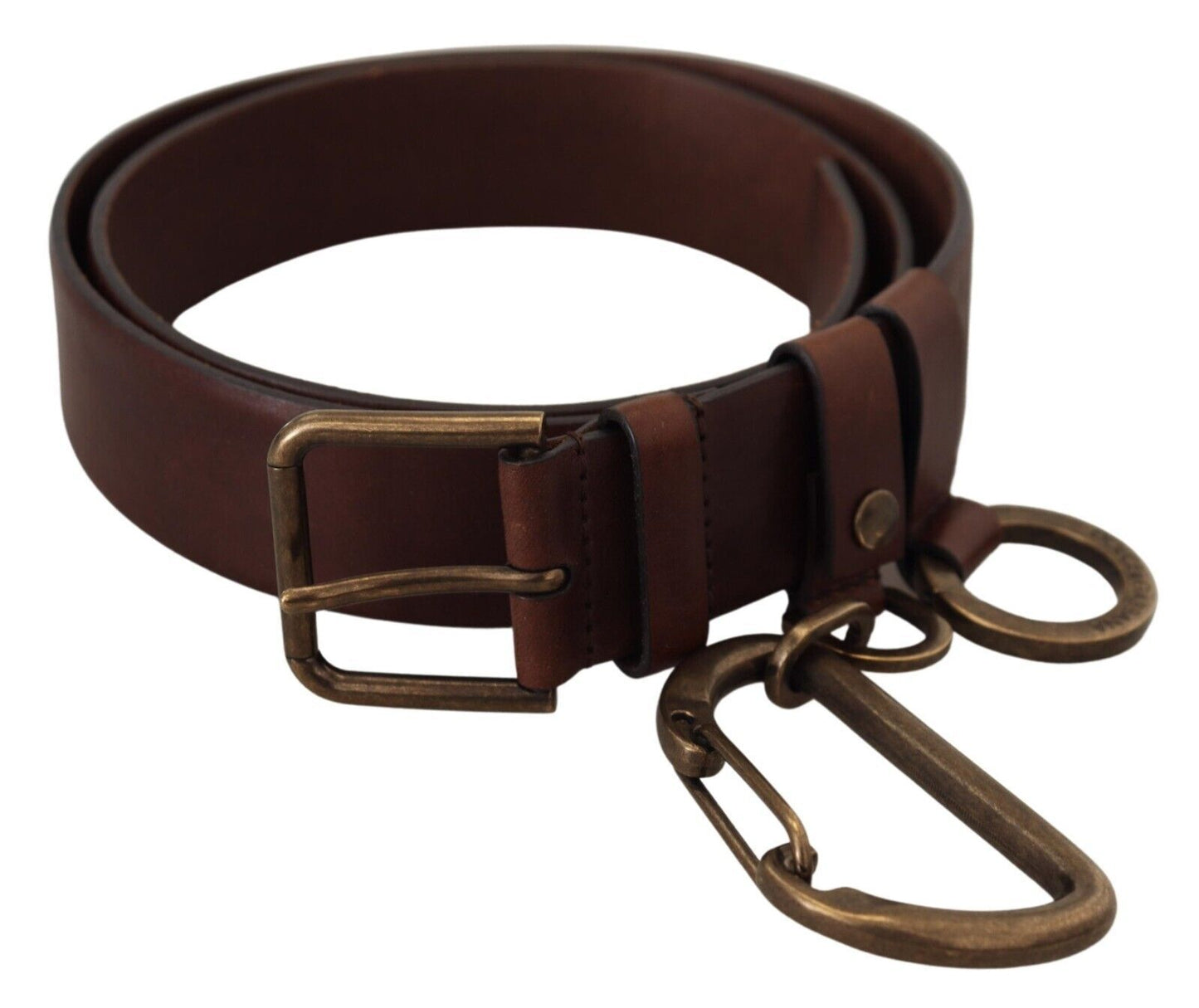 - Elegant Brown Leather Belt with Metal Buckle