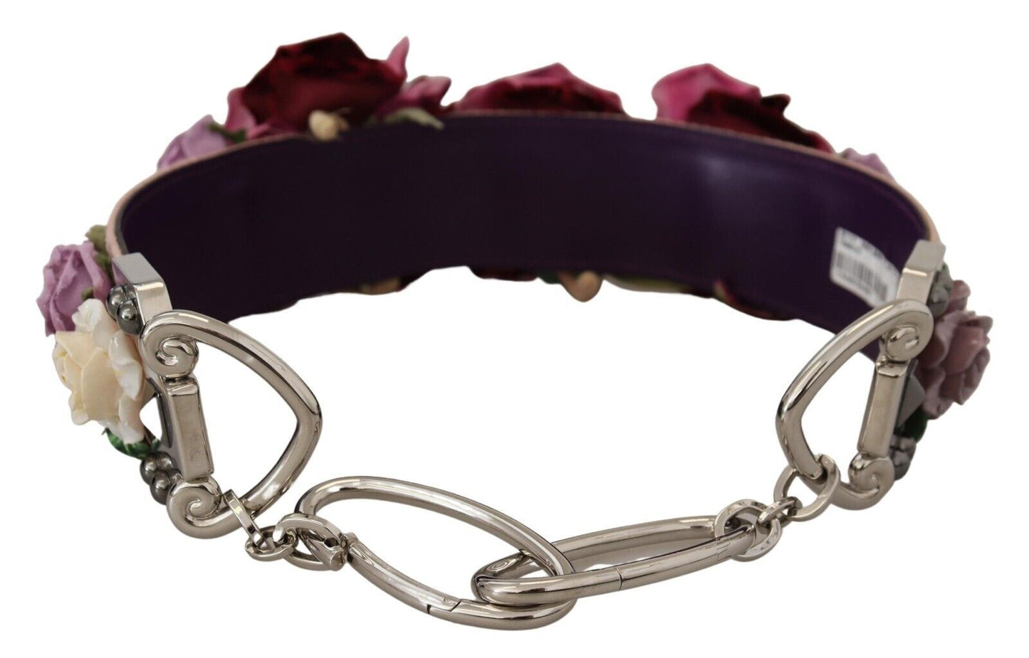 - Beige Floral Leather Shoulder Strap Accessory