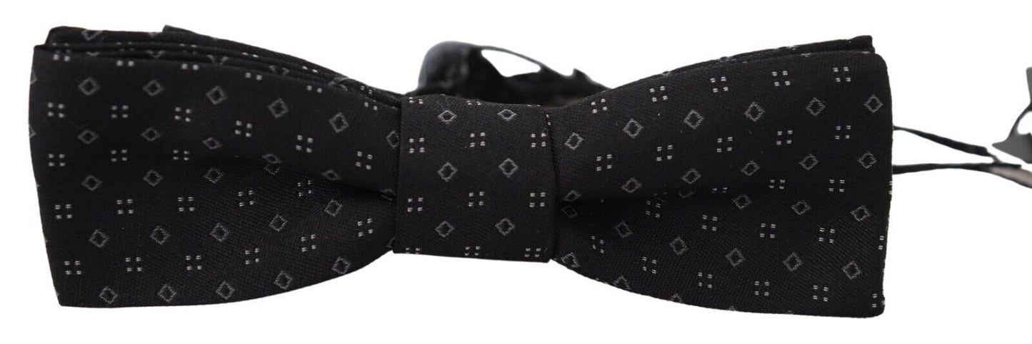 Exclusive Silk Patterned Black Bow Tie by Dolce & Gabbana