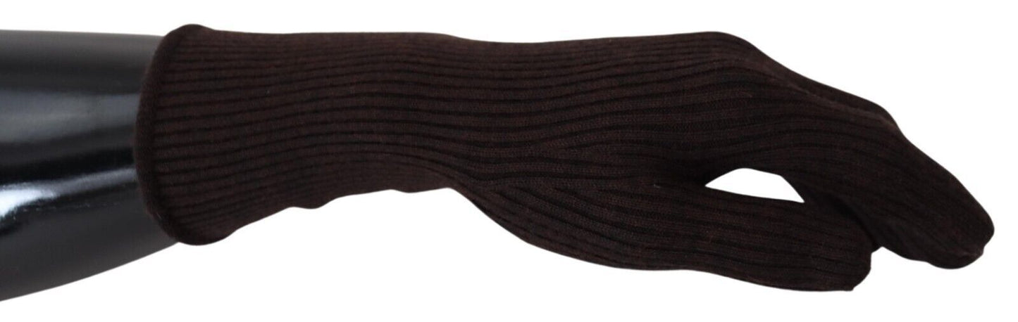 - Elegant Silk Cashmere Brown Gloves