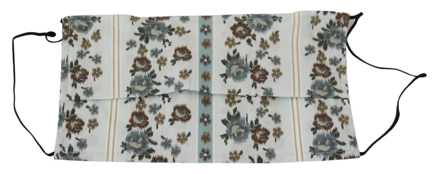 - Chic White Floral Pleated Cotton Face Mask