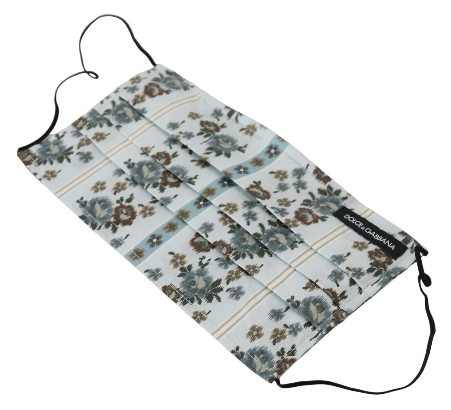Chic White Floral Pleated Cotton Face Mask by Dolce & Gabbana