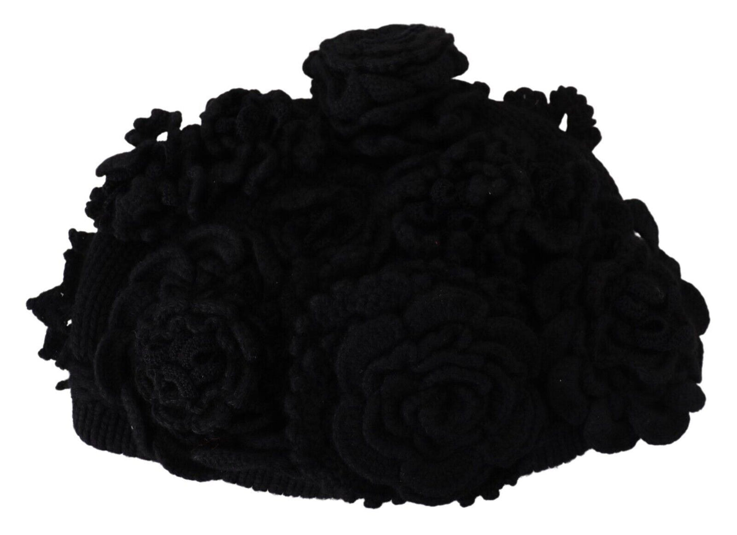 - Elegant Black Virgin Wool Beanie Hat