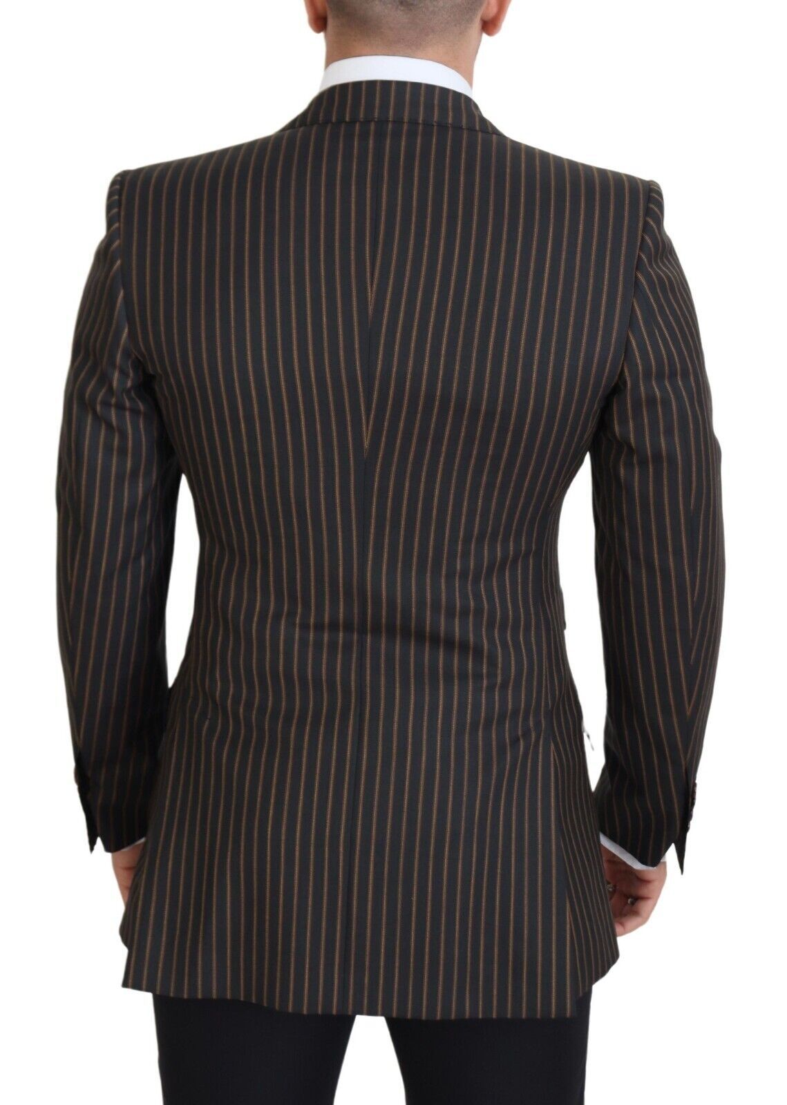 - Elegant Striped Wool Blend Slim Blazer