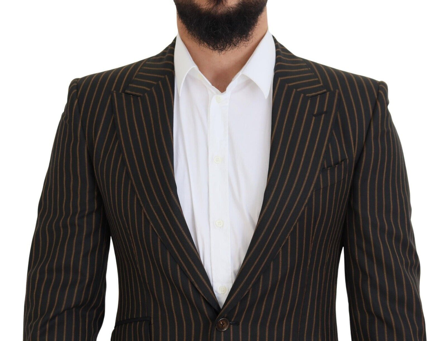 - Elegant Striped Wool Blend Slim Blazer