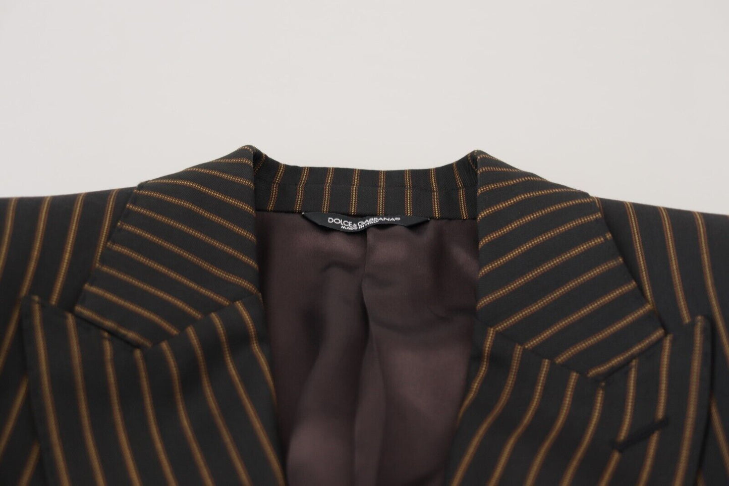 - Elegant Striped Wool Blend Slim Blazer