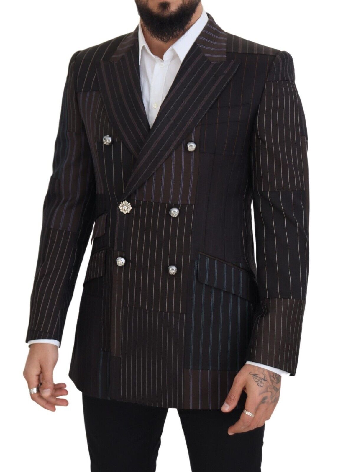 - Multicolor Wool Silk Blend Slim Fit Blazer