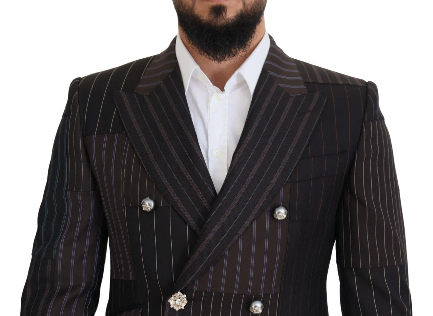 - Multicolor Wool Silk Blend Slim Fit Blazer