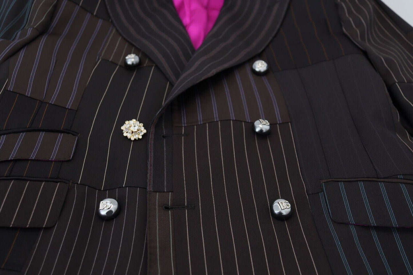 - Multicolor Wool Silk Blend Slim Fit Blazer