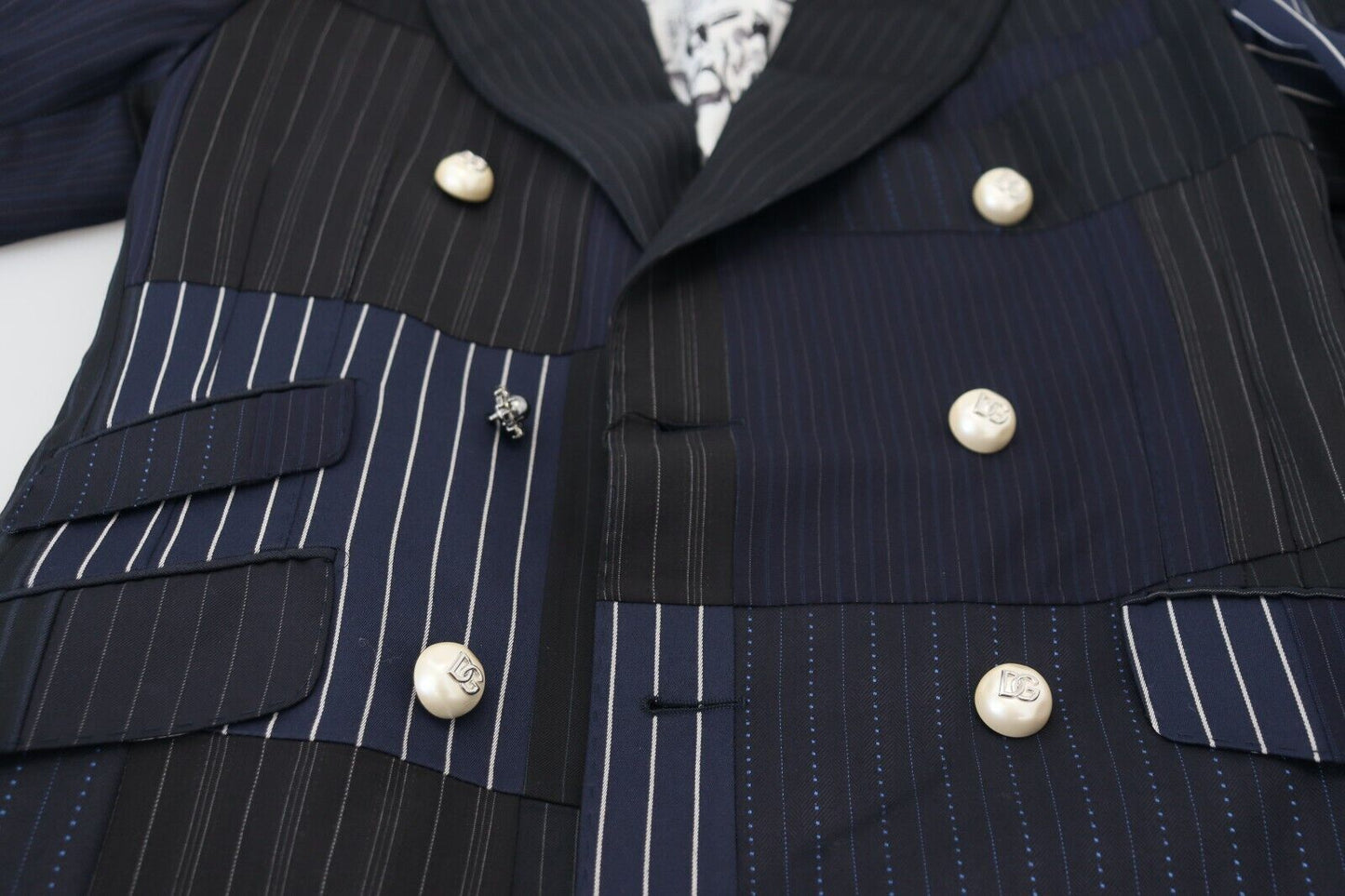 - Elegant Navy Double Breasted Wool Blazer
