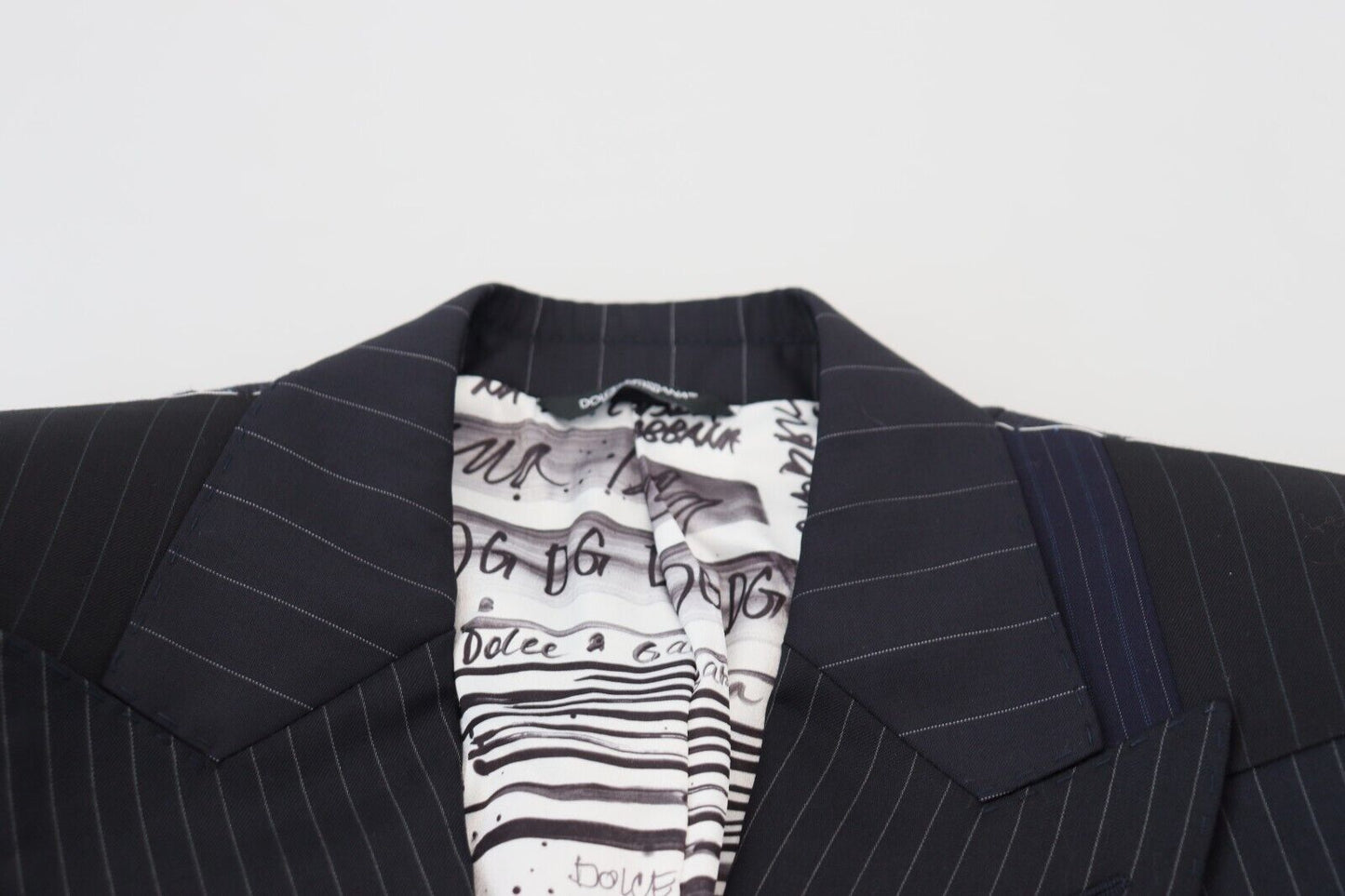 Elegant Navy Double Breasted Wool Blazer by Dolce & Gabbana