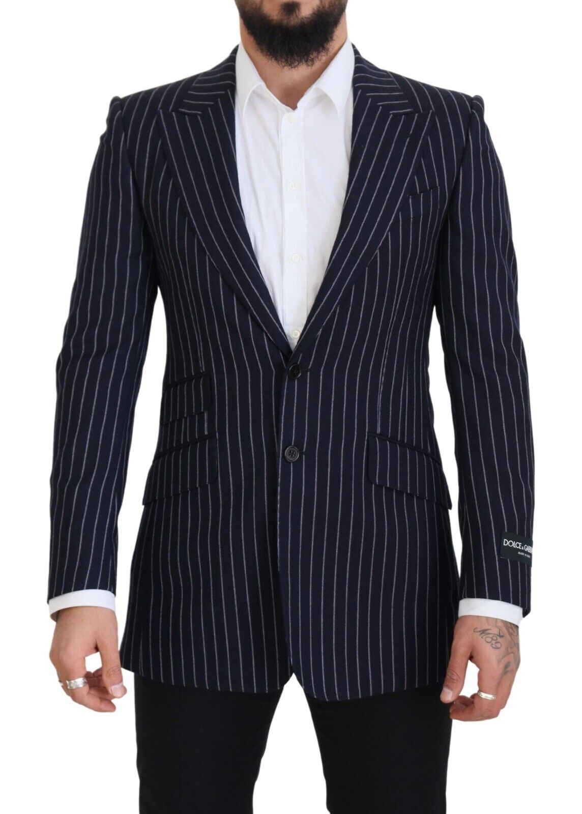- Elegant Navy Slim Fit Wool Blazer