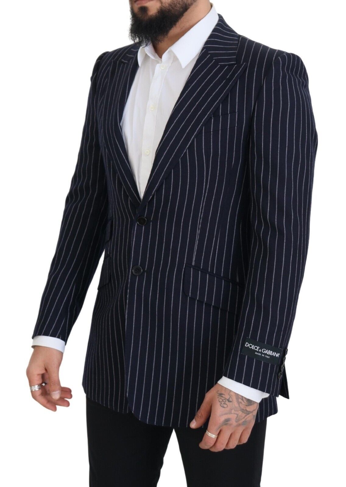 - Elegant Navy Slim Fit Wool Blazer
