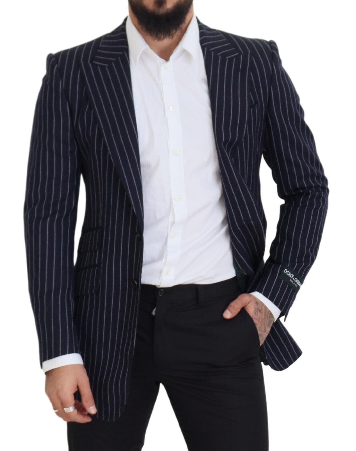 - Elegant Navy Slim Fit Wool Blazer