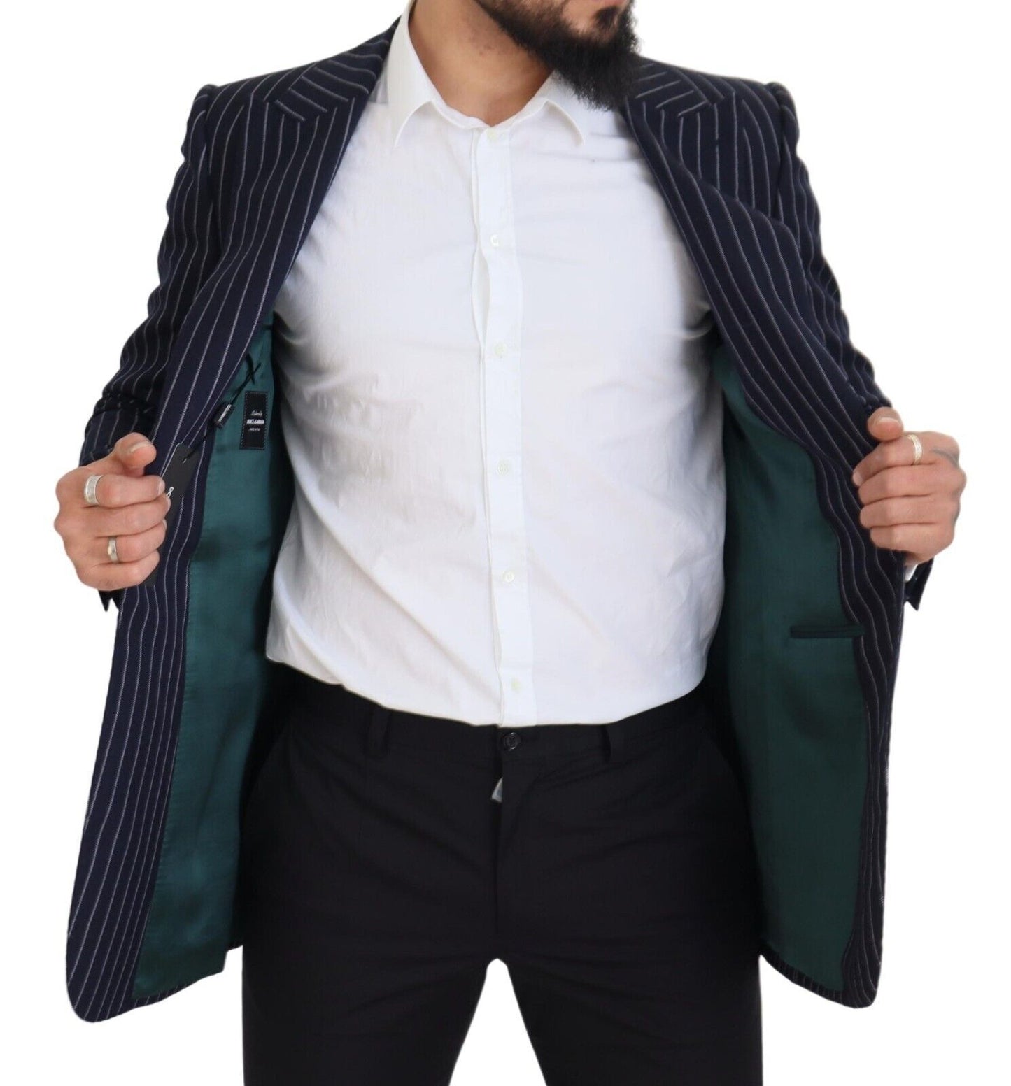 - Elegant Navy Slim Fit Wool Blazer