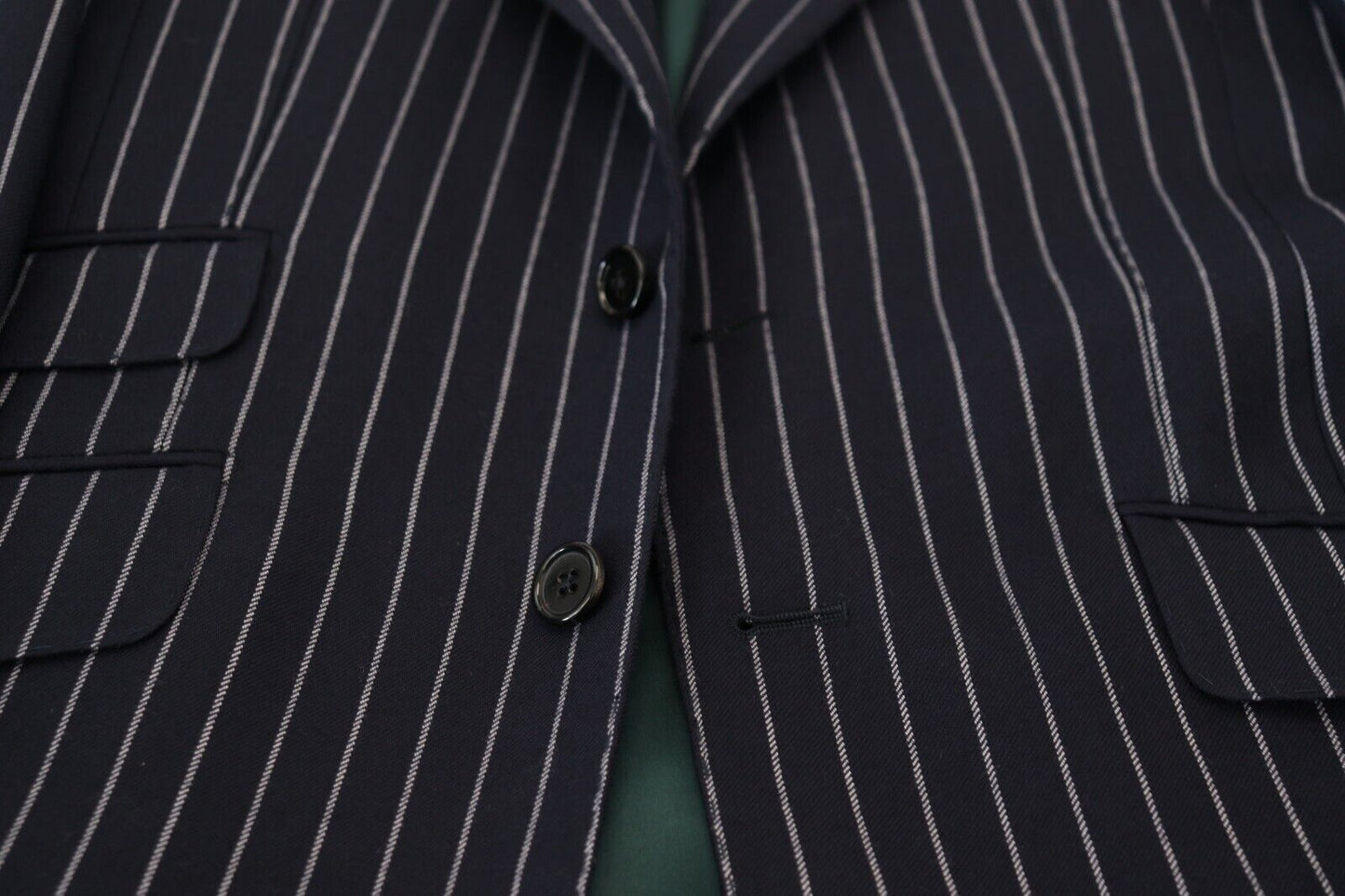 - Elegant Navy Slim Fit Wool Blazer