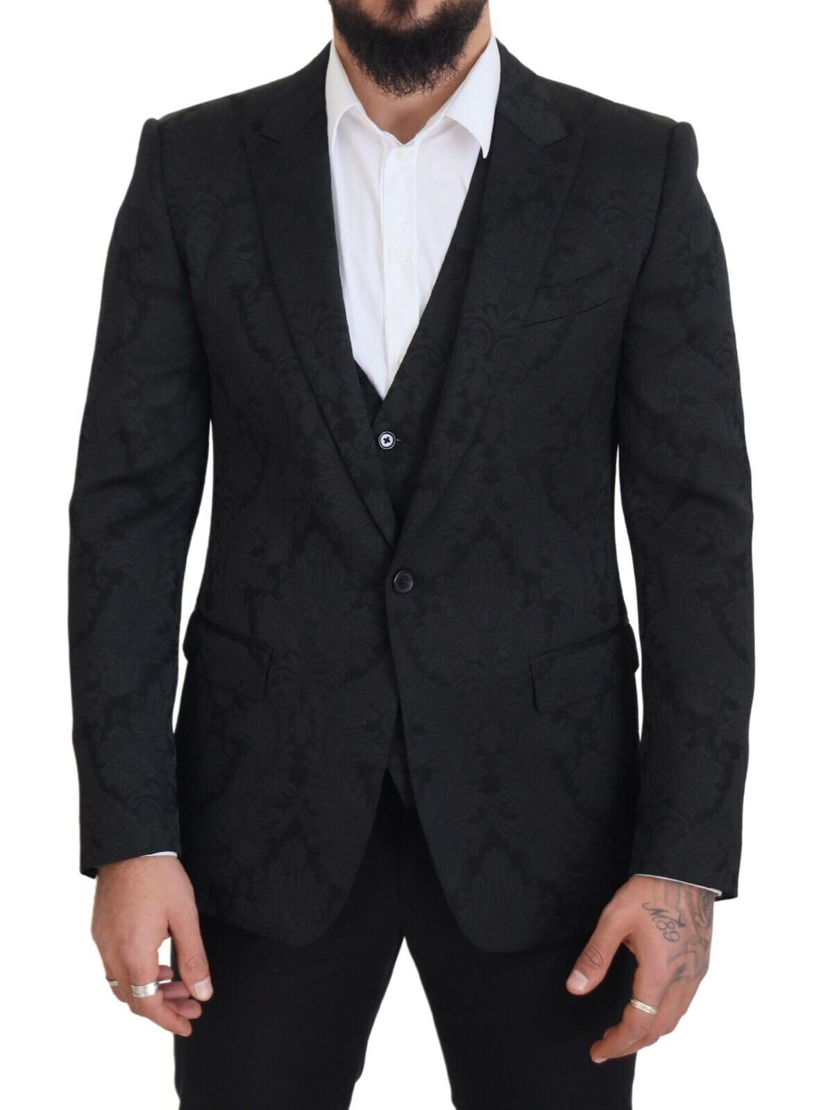 - Elegant Black Martini Suit Jacket & Vest Ensemble