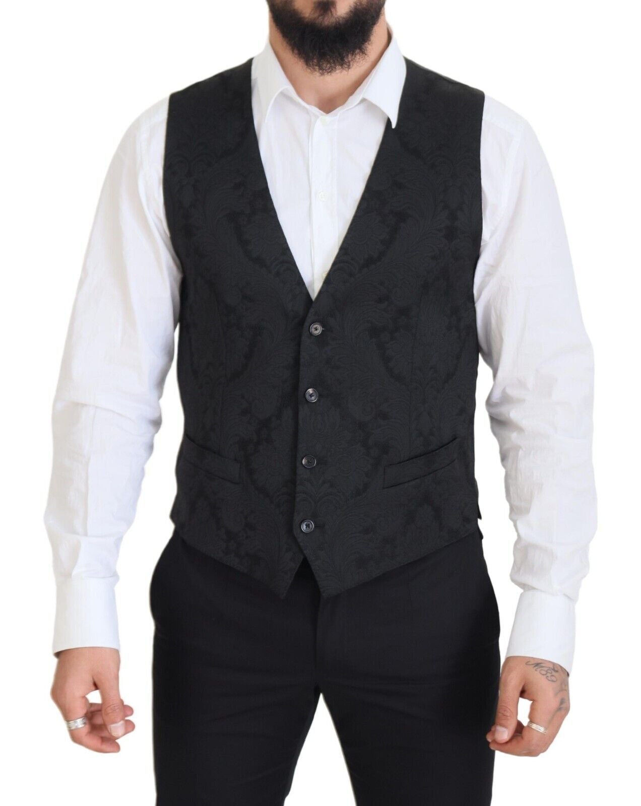 - Elegant Black Martini Suit Jacket & Vest Ensemble