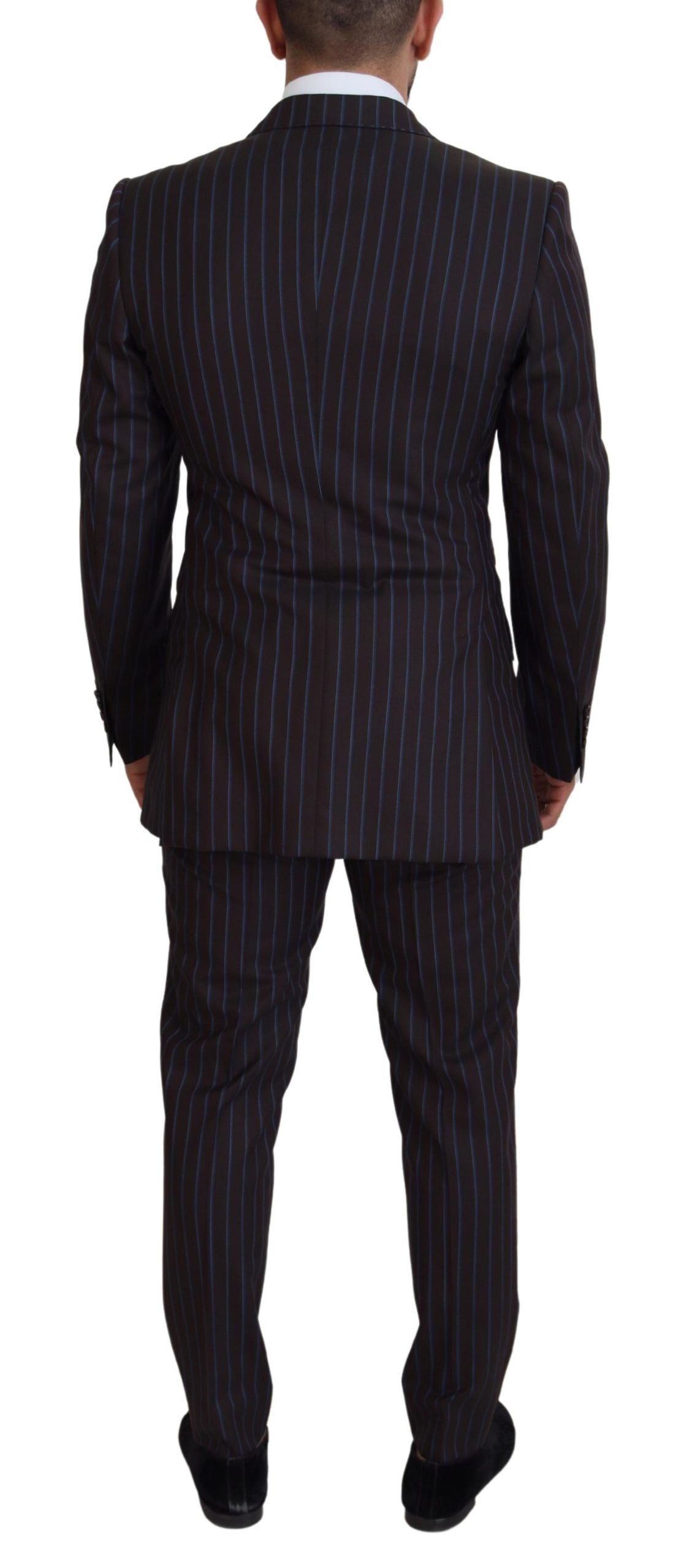- Elegant Black Striped Virgin Wool Suit