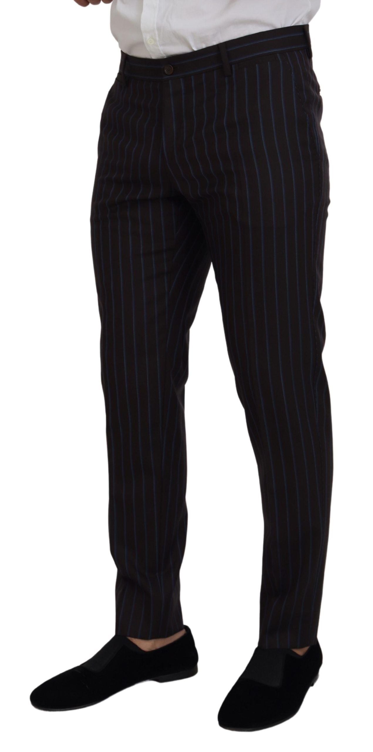 - Elegant Black Striped Virgin Wool Suit