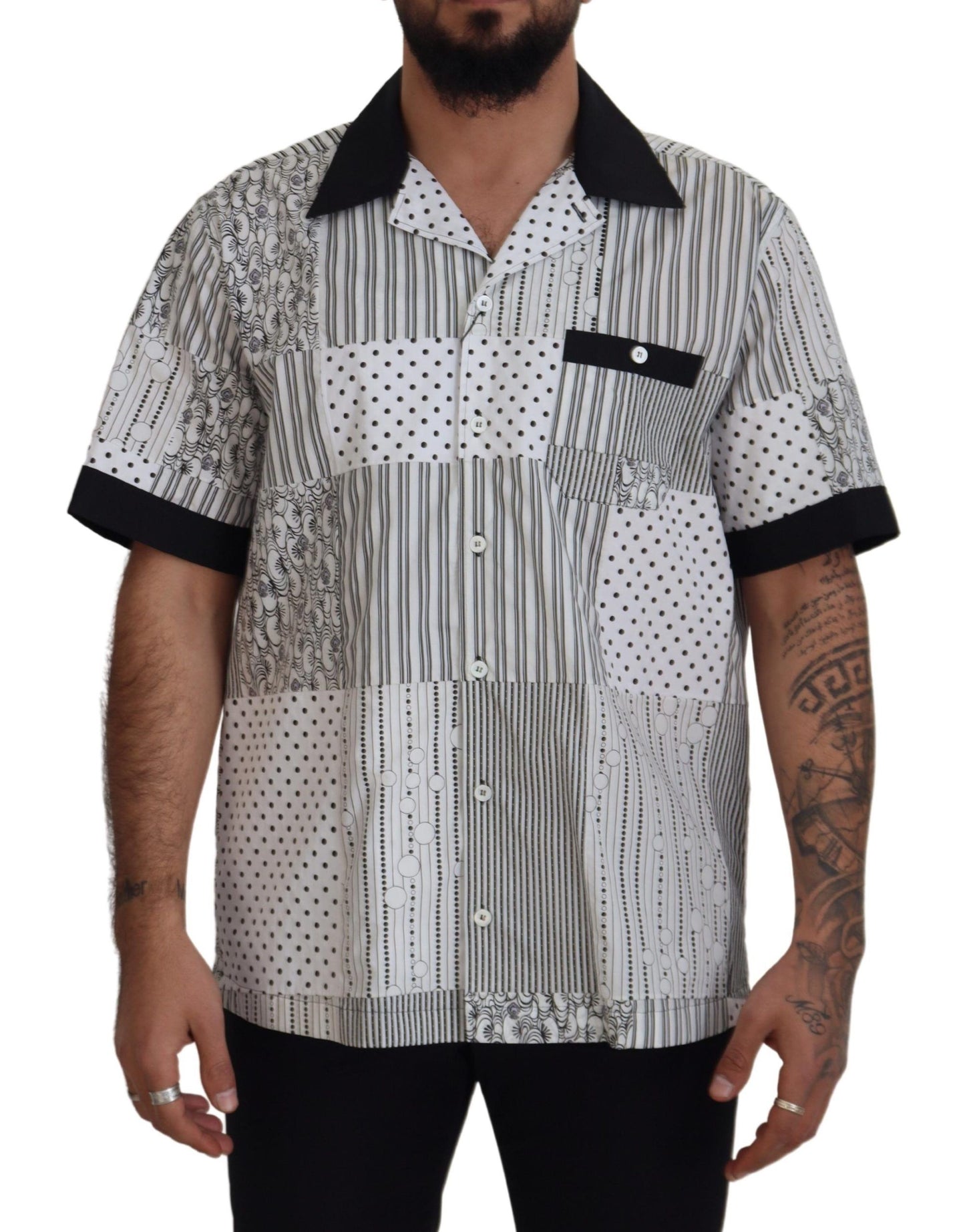 - Elegant Black & White Cotton Shirt