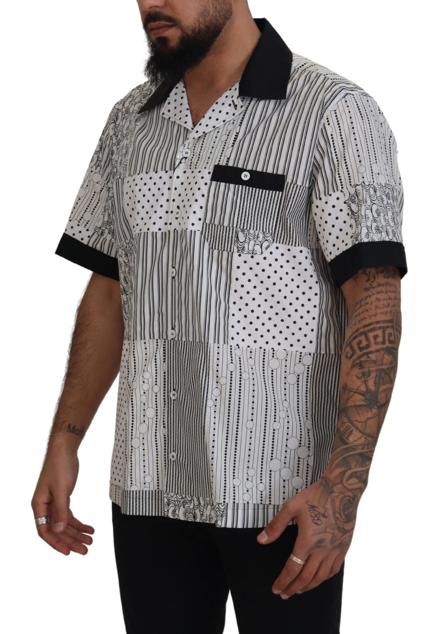 - Elegant Black & White Cotton Shirt