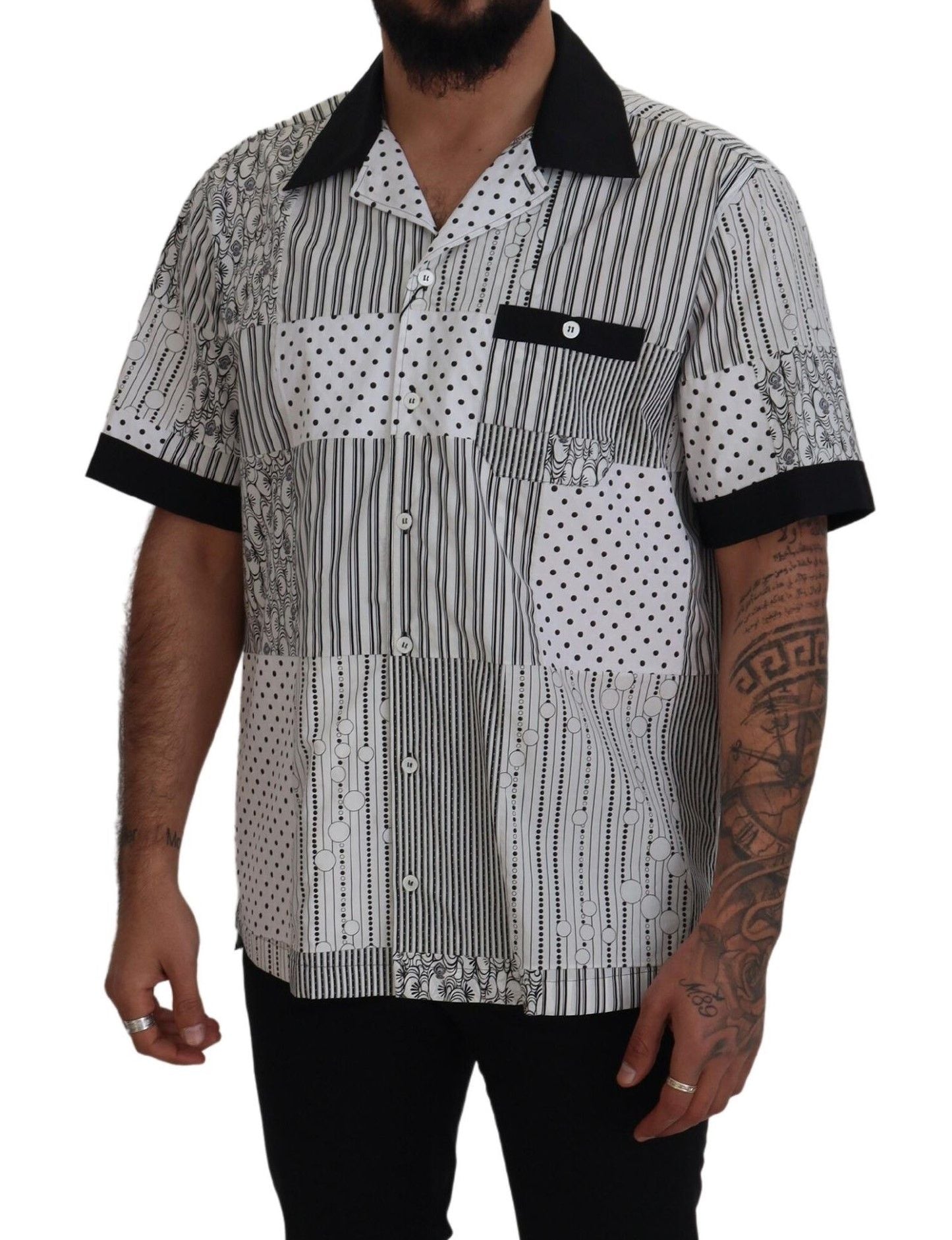 - Elegant Black & White Cotton Shirt