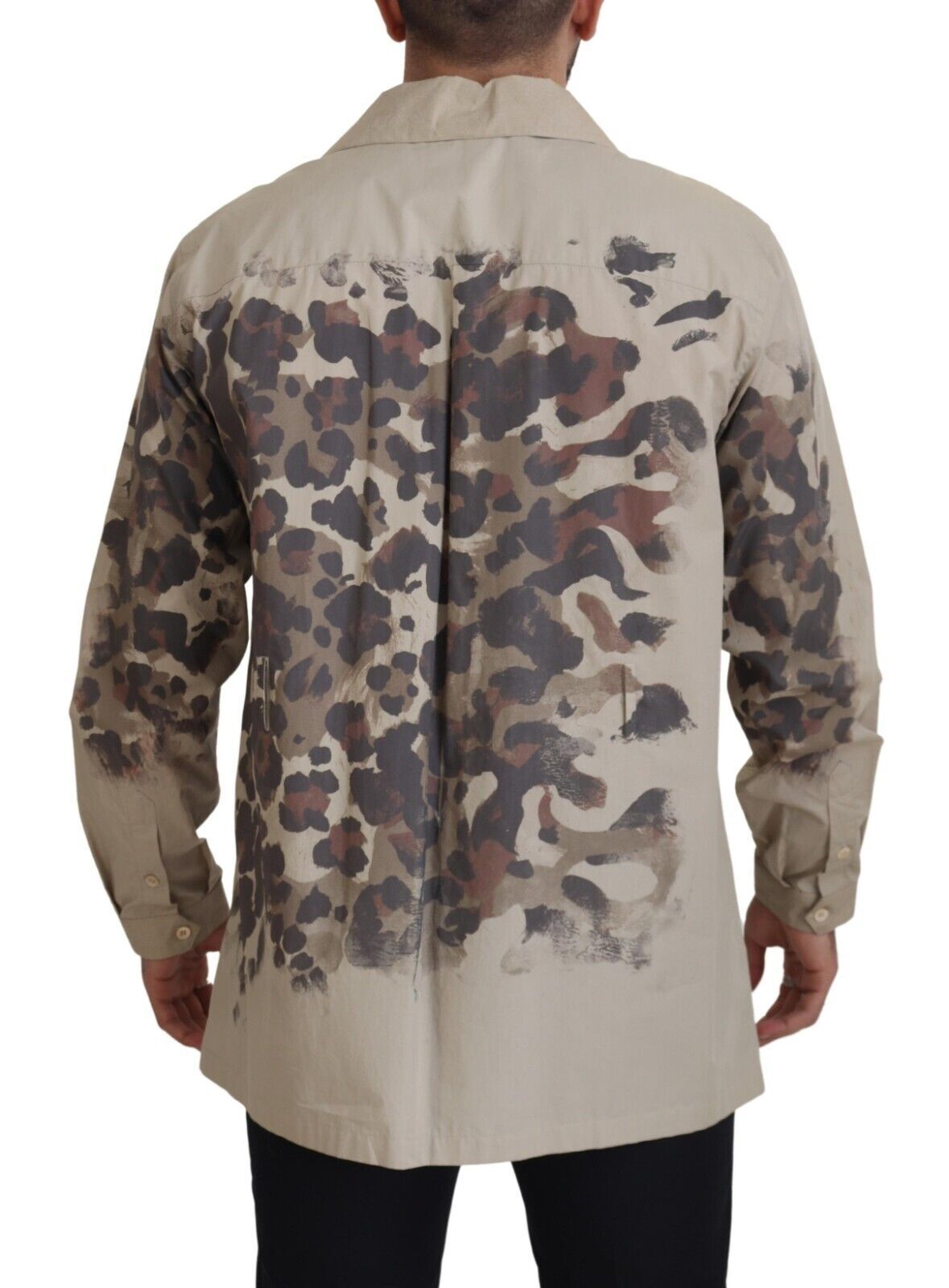 - Beige Cotton Button-Down Casual Shirt