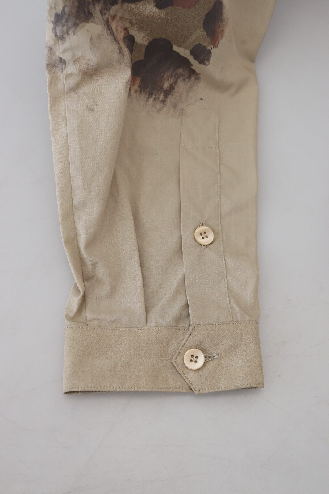 - Beige Cotton Button-Down Casual Shirt