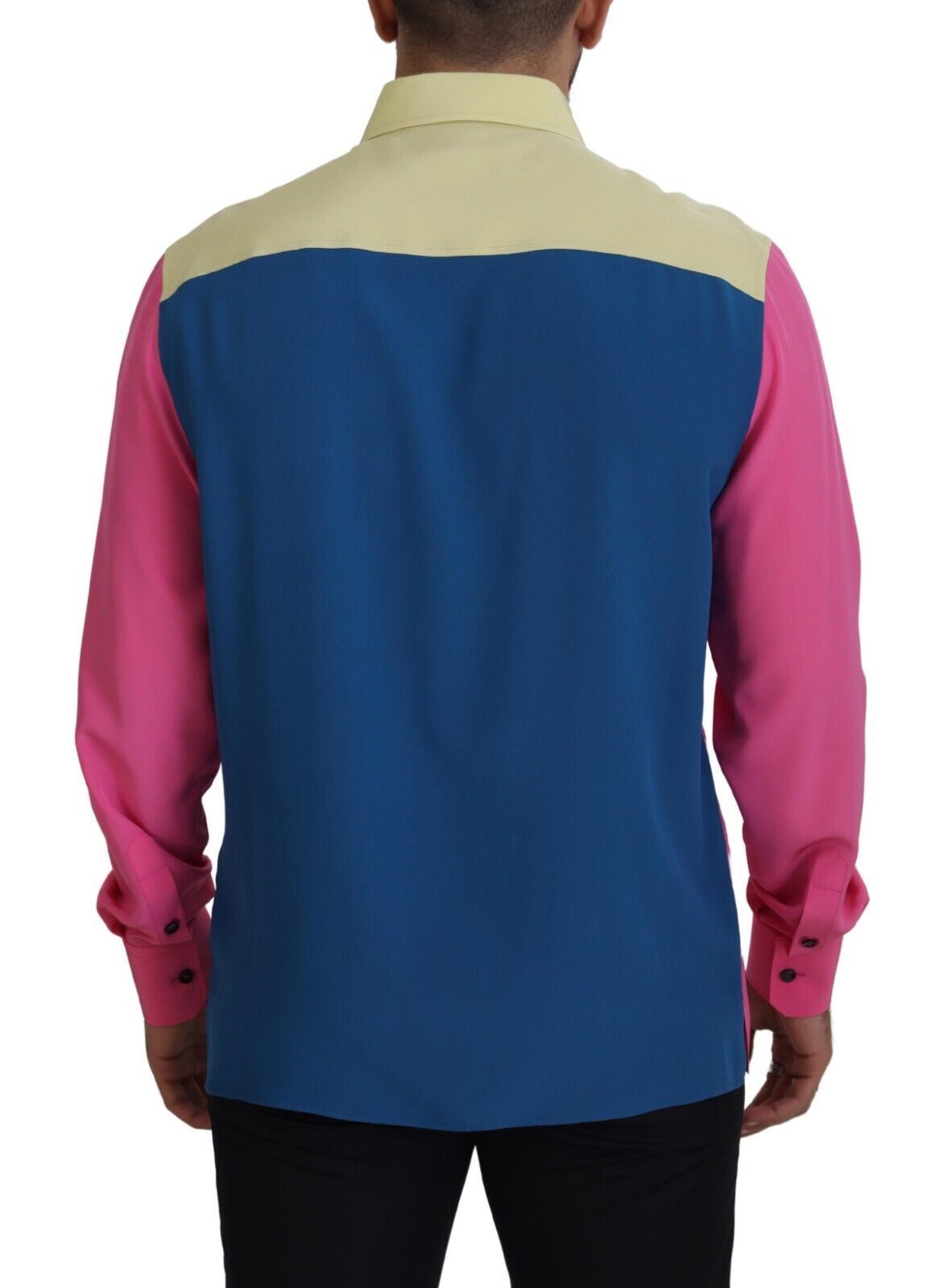 - Elegant Multicolor Silk Button-Down Shirt