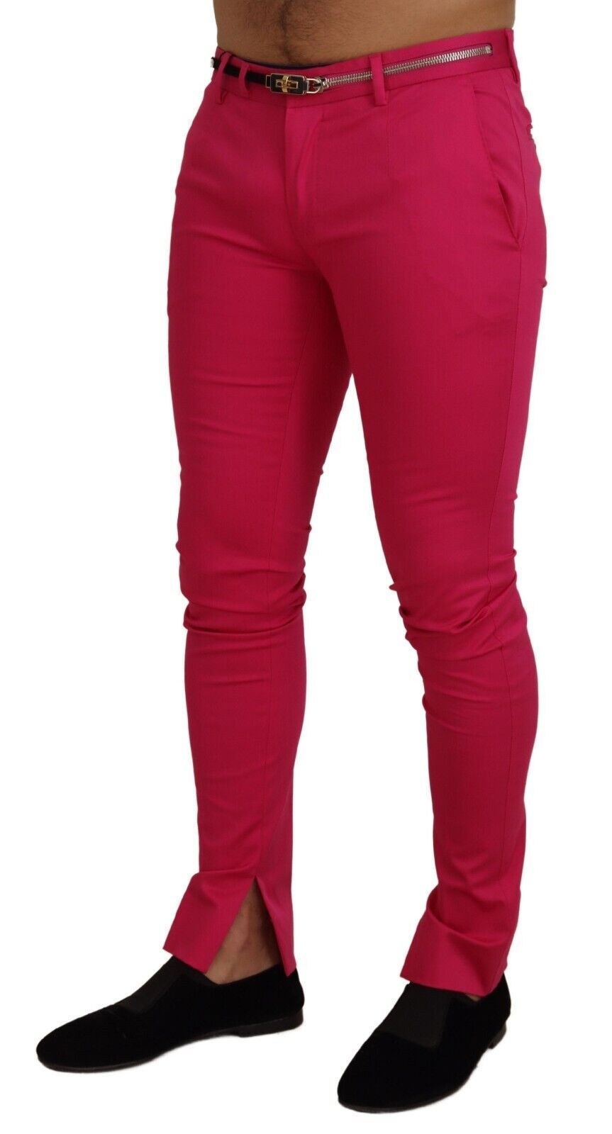 - Chic Pink Cotton Blend Trousers