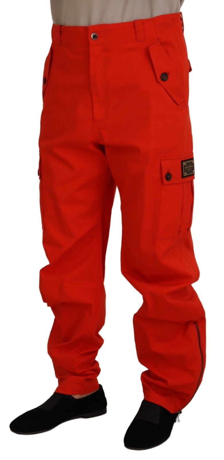 - Elegant Red Cotton Blend Trousers