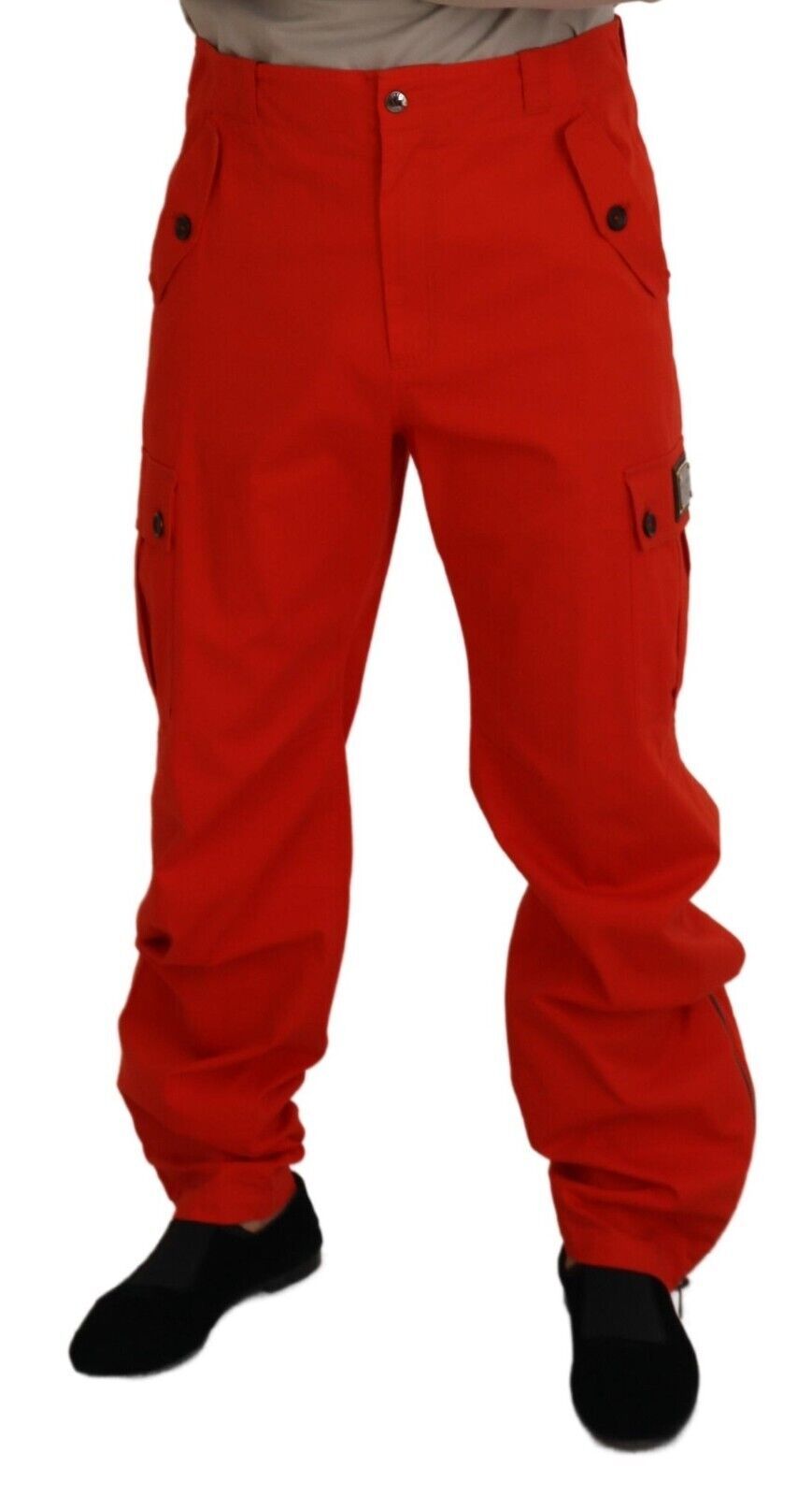 - Elegant Red Cotton Blend Trousers